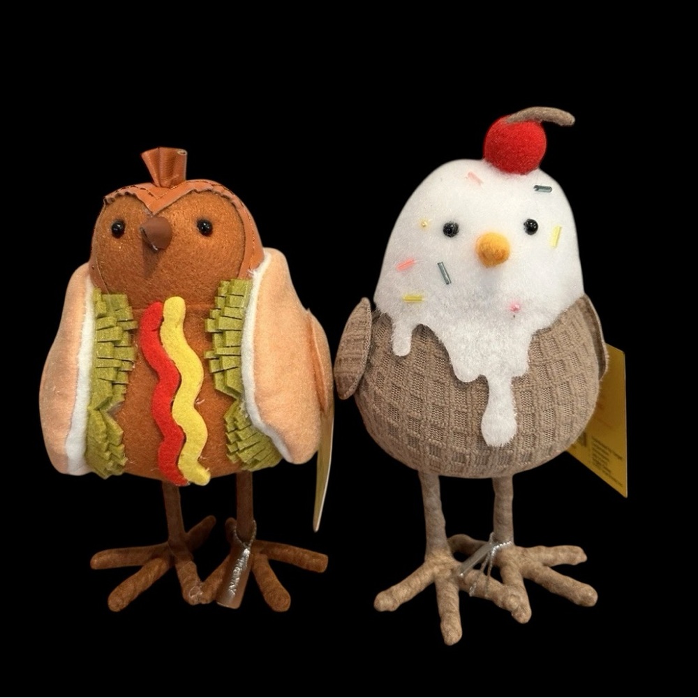 Limited Edition “Featherly Friends” Hot Dog & Ice Cream Bird Collectibles